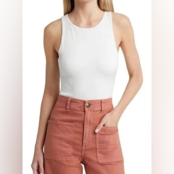 NWT BP Butter Tank Ribbed White Bodysuit, Size XL - Picture 2 of 6